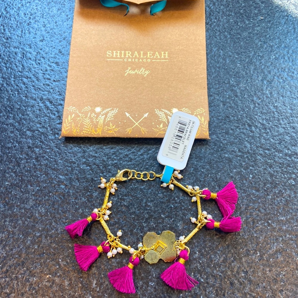 Shiraleah Freya Magenta NWT tassel bracelet Anthro boho delicate